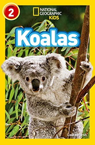 A koala clings to a tree branch on the cover of a National Geographic book.