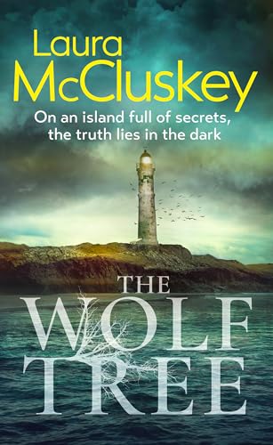 Book cover: lighthouse on a rocky coast, dark stormy sky, bare tree.