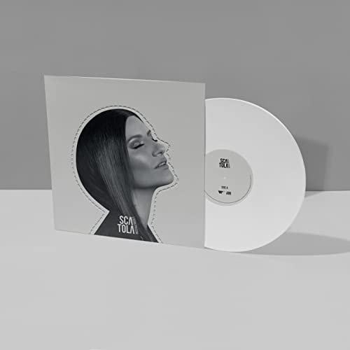 Laura Pausini vinyl record and sleeve, white color scheme, portrait.
