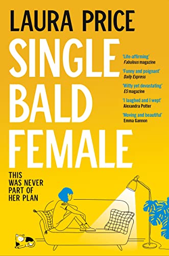 Book cover: "Single Bald Female" with illustration of a woman on a couch.