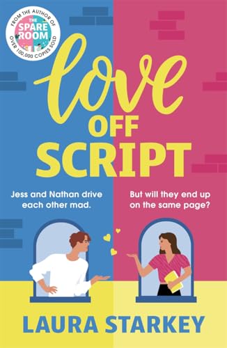 Book cover with split-color design, depicting two people in windows.