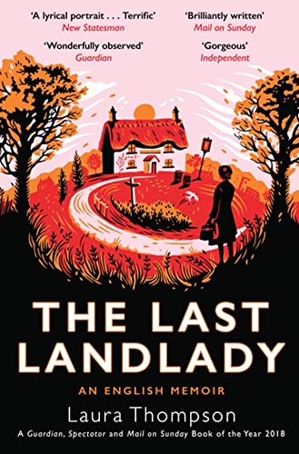 Book cover: illustrated cottage scene with a woman in a red coat.