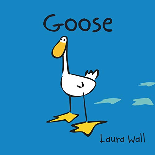 Book cover: white goose with orange beak on blue background.