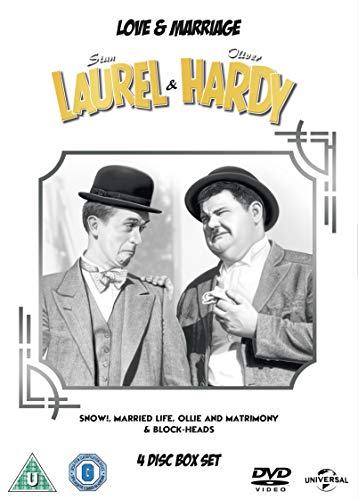 DVD cover featuring black and white image of Laurel and Hardy in suits and hats.