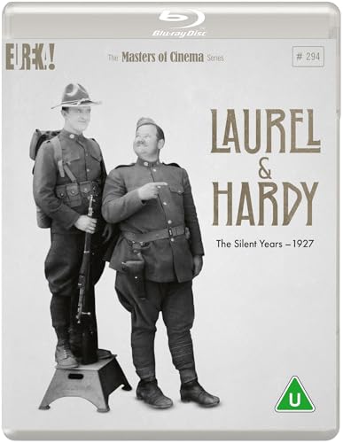 Laurel & Hardy Blu-ray cover featuring the duo in military uniforms, 1927.