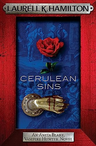 Book cover featuring a red rose and a golden hand door knocker on blue.