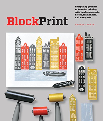 Book cover featuring a block print of colorful houses and a boat.