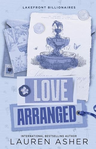 Book cover for “Love Arranged” featuring a fountain and letters.