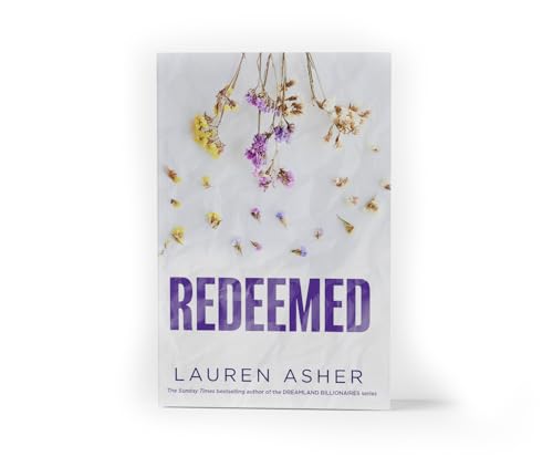 Book cover with floral design and large text reading "REDEEMED" by Lauren Asher.