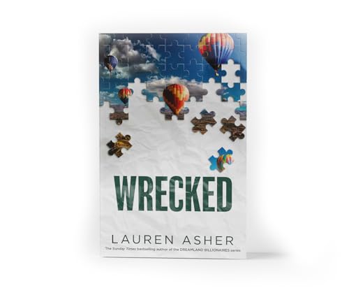 Book cover with puzzle pieces, hot air balloons, and large text "WRECKED".