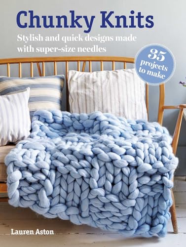 Book cover featuring a chunky blue knit blanket draped over a chair.