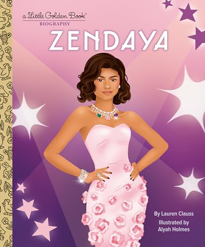 Zendaya portrait on cover of a pink Little Golden Book biography.