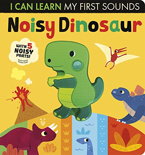 Bright yellow book cover featuring a green dinosaur and other prehistoric creatures.