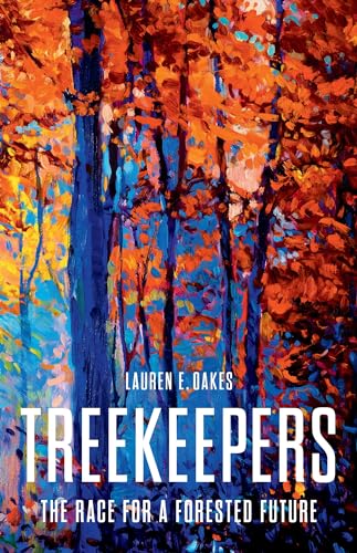 Book cover with colorful, abstract painting of trees and bold white text.