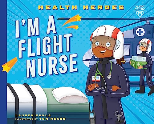 Book cover featuring a smiling flight nurse with a helicopter in background.