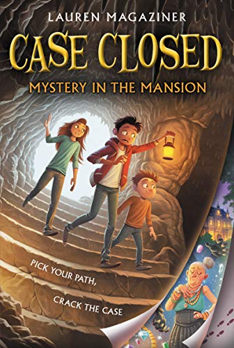 Three children explore a stone tunnel by lantern light on this book cover.