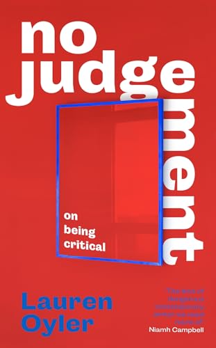 Red book cover with white text reading "no judgement" and author's name.