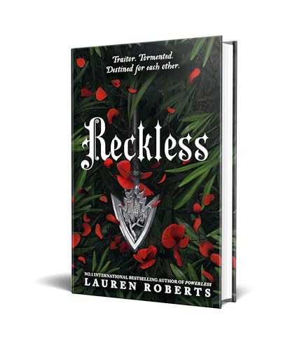 Black book cover with red poppy petals and a silver spade.