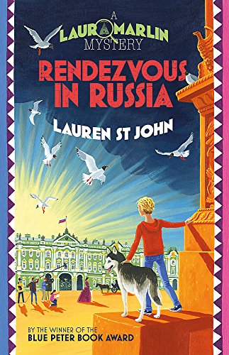 Book cover: boy, dog, and birds in front of a Russian palace.