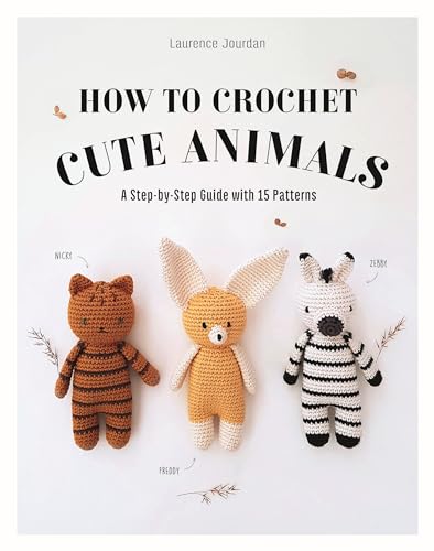 Book cover featuring three crocheted animals: a bear, rabbit, and zebra.