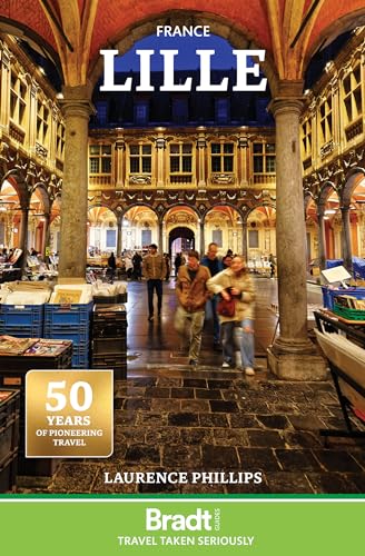 Book cover titled Lille featuring an outdoor market scene under an arched stone colonnade.