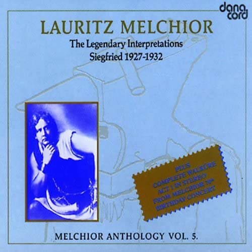 CD cover featuring Lauritz Melchior, a tenor, in a portrait and abstract design.