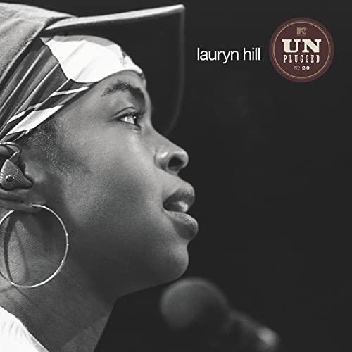 Black and white portrait of Lauryn Hill with “MTV Unplugged No. 2.0” logo.