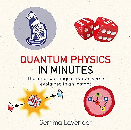 Book cover with illustrations of a cat, dice, and atomic structures.