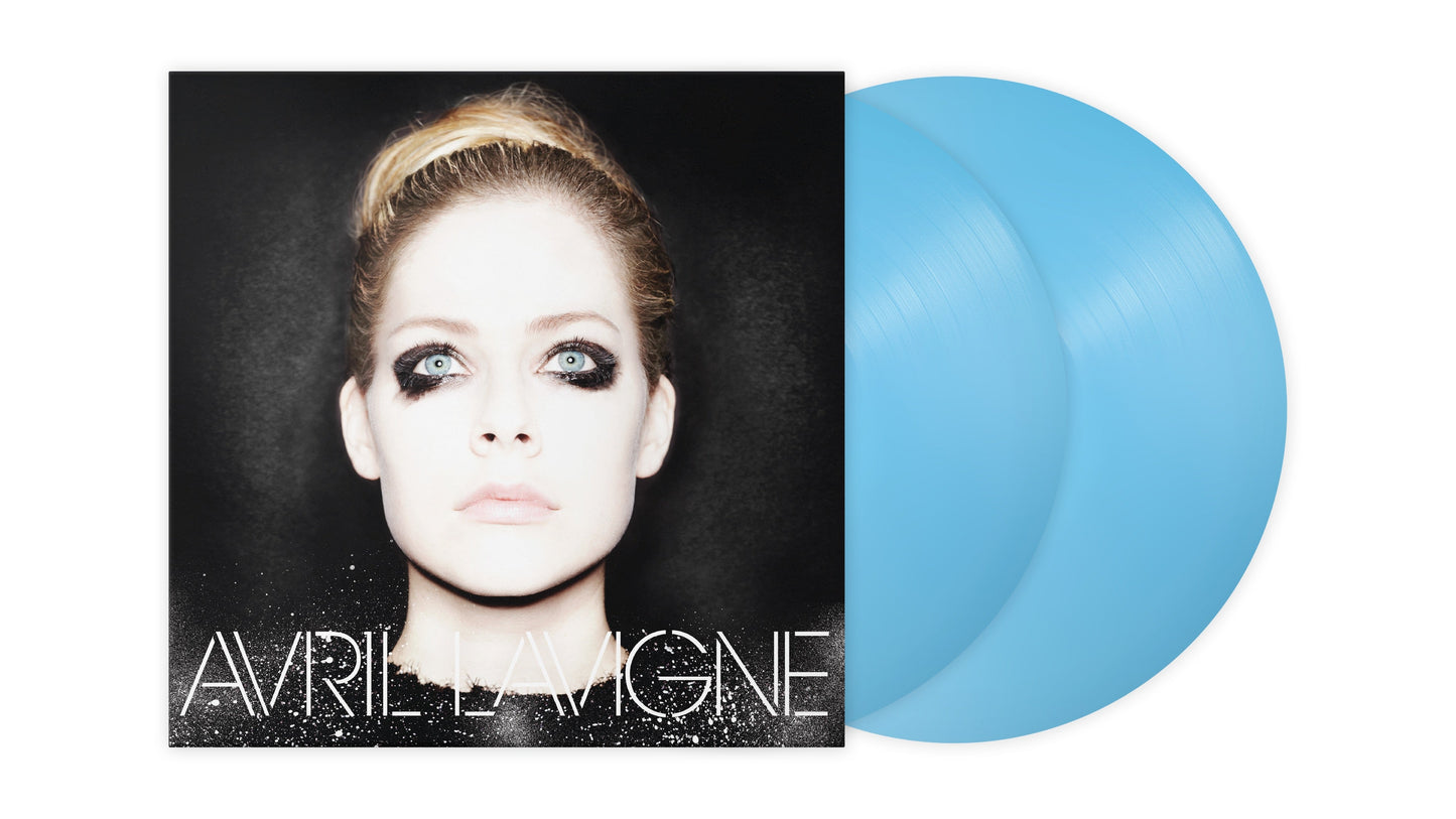 Avril Lavigne album cover and light blue vinyl record shown.