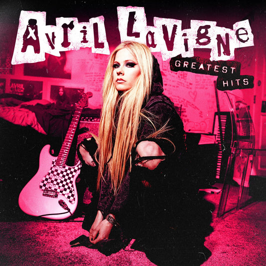 Avril Lavigne’s “Greatest Hits” CD cover featuring the artist with a guitar.