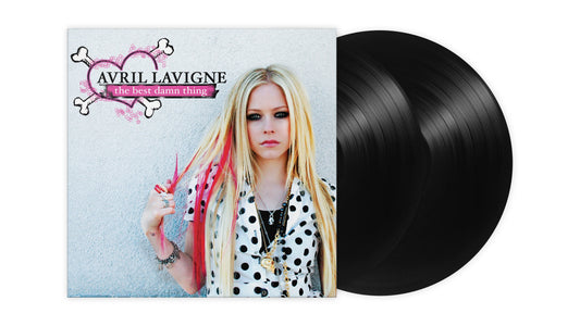 Avril Lavigne album cover and black vinyl record shown against white.