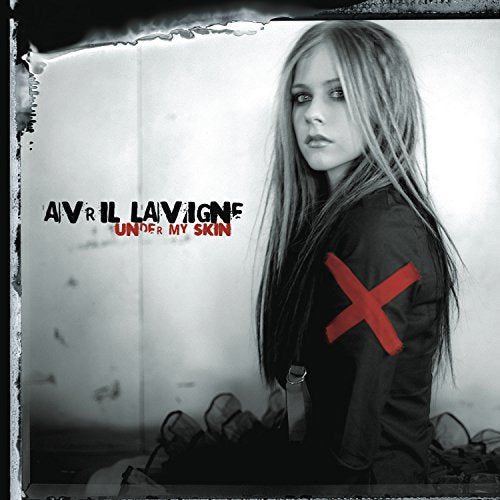 Avril Lavigne album cover, "Under My Skin," with a distressed background.