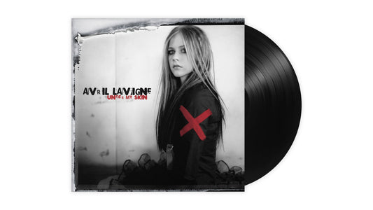 Avril Lavigne Under My Skin vinyl record cover featuring the artist and black disc.