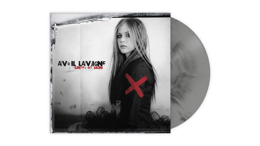 Avril Lavigne Under My Skin album cover with a grey marbled vinyl record.
