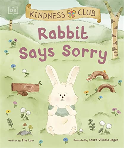 Book cover: white rabbit with sad expression, green text, floral details.