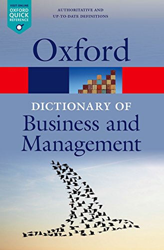 Cover of "A Dictionary of Business and Management" with business imagery.