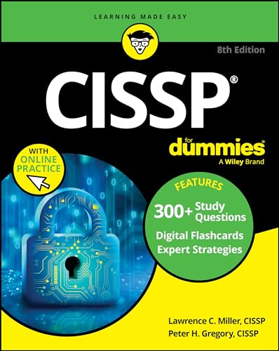 CISSP For Dummies" book cover with a padlock and digital code background.