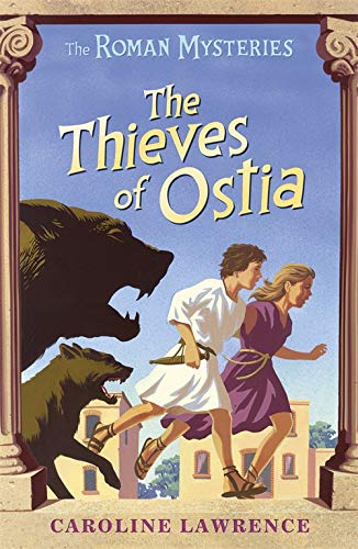 Book cover: two young people flee from large, menacing dogs.