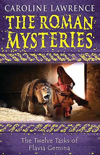 Book cover: hooded figure facing a roaring lion in a doorway.