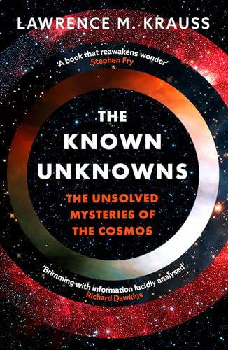 Book cover: “The Known Unknowns” with a cosmic nebula background.