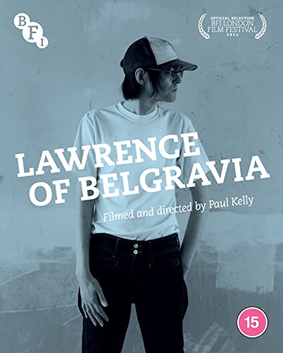 Blu-ray cover for "Lawrence of Belgravia" featuring a man in a cap.