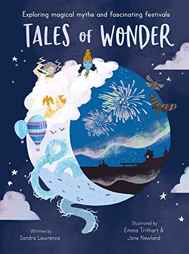 Book cover titled Tales of Wonder with a crescent moon containing mythological figures and landscapes.