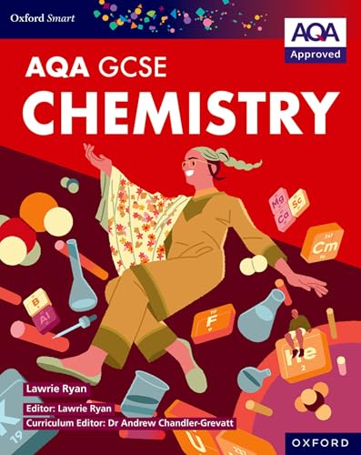 GCSE Chemistry textbook cover with illustrated scientist and chemical elements.