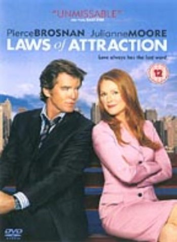 DVD cover for "Laws of Attraction" featuring Pierce Brosnan and Julianne Moore.