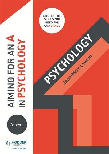 "A-level psychology textbook cover with red, white, and black geometric design and title."
