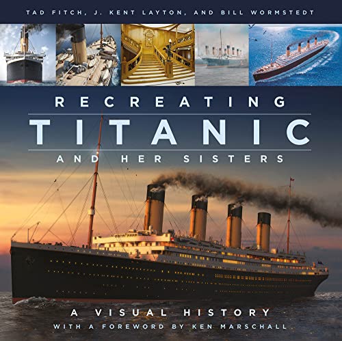 Book cover featuring the Titanic at sunset with smaller images of ship details above.
