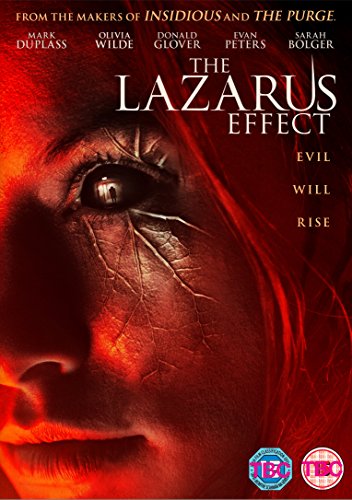 DVD cover for "The Lazarus Effect" featuring a distressed eye and red tones.