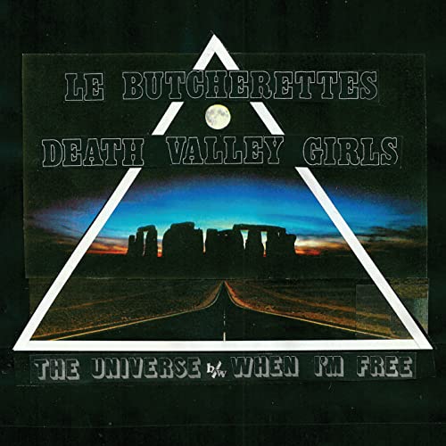CD cover featuring a white triangle over a road, Stonehenge, and a full moon.