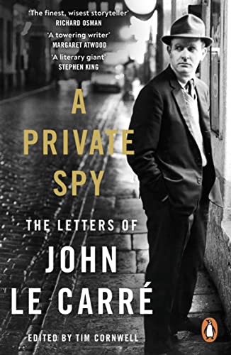 Book cover: "A Private Spy" by John le Carré, with author portrait.