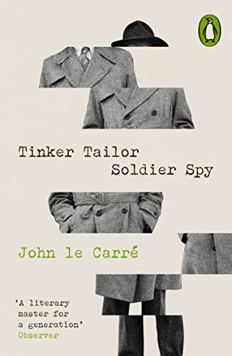 Book cover: "Tinker Tailor Soldier Spy" by John le Carré, fragmented figures.